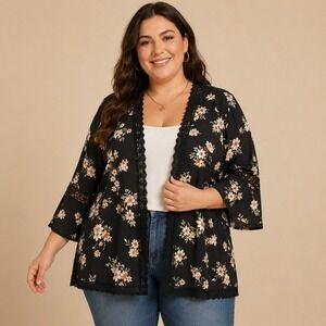 Maurices Floral Kimono Cardigan Women's XXL Coquette Whimsigoth Indie Boho Chic